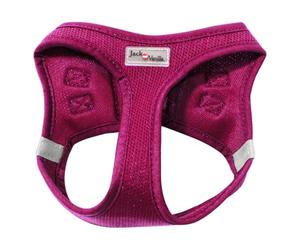 JACK AND VANILLA, Comfortable Mesh Dog Harness, Adjustable 49-55 cm, Attractive Design, Reflective Straps, Ideal for Walks, Colour: Pink-L, Expedition Model