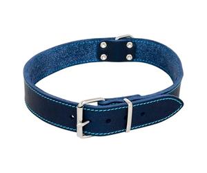 JACK AND VANILLA, Durable and Comfortable Bold Leather Collar for Small Dogs, Bright Blue, Adjustable 10 mm Wide and 25 cm Long, Optimal Safety During Walks, Leather Model