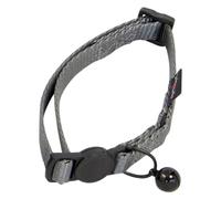 JACK AND VANILLA, Durable Nylon Cat Collar, Adjustable 24-35 cm, Elegant Grey Colour, Safety Buckle, Lightweight and Comfortable for Active Cats, 10 mm, Grey, Nylon Model