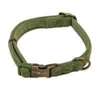 JACK AND VANILLA, Elegant Velvet Dog Collar, Adjustable from 24 to 35 cm, Optimal Comfort, Modern Design, Reinforced Safety, Olive Colour, Size S, Velvet Model