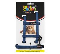 JACK AND VANILLA, Ergonomic Cat Harness with Leash, Durable Nylon, Easy Fit, Optimal Comfort, Modern Design, Blue, Size 10 mm x 120 cm, Nylon Model