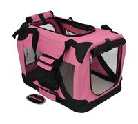 JACK AND VANILLA, Foldable Kennel for Pets, Lightweight and Durable, Ideal for Travel, Optimal Ventilation, Elegant Design, Size 49 x 34 x 34 cm, Pink, Travel Model