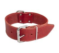 JACK AND VANILLA, Large Dog Collar, Fat Leather, Red, Size 50 mm x 75 cm