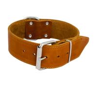 Jack and Vanilla - Large Dog Collar Fat Leather - For Medium and Large Dogs - Strong, Durable, Soft Feel - Modern Look - Cognac Colour, Size 50 mm x 75 cm