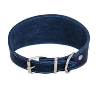 JACK AND VANILLA, Leather Dog Collar for Greyhounds, Comfortable and Durable, Secure Buckle, Adjustable, Blue, 48 cm, Fat Leather Model