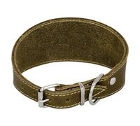 JACK AND VANILLA, Leather Dog Collar for Greyhounds, Comfortable and Durable, Secure Buckle, Adjustable, Green, 48 cm, Fat Leather Model