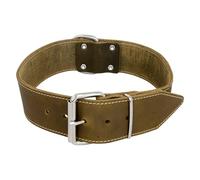 JACK AND VANILLA, Leather Dog Collar, Large, Comfortable and Durable, Secure Buckle, Adjustable, Green, 30 mm x 40 cm, Fat Leather