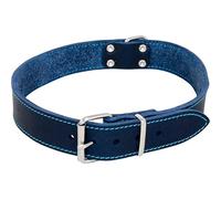 JACK AND VANILLA, Leather Dog Collar, Normal, Comfortable and Durable, Secure Buckle, Adjustable, Blue, 30 mm x 65 cm, Fat Leather Model