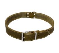 JACK AND VANILLA, Leather Dog Collar, Normal, Comfortable and Durable, Secure Buckle, Adjustable, Green, 30 mm x 60 cm, Fat Leather Model