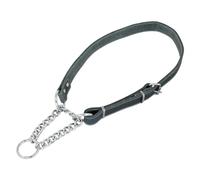 JACK AND VANILLA, Martingale Leather Dog Collar, Comfortable and Durable, Secure Buckle, Adjustable, Grey, 16 mm x 35-50 cm, Fat Leather Model
