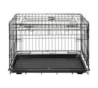 JACK AND VANILLA, Metal Cage with Sliding Door, Robust and Lightweight Design, Optimal Ventilation, Easy to Carry and Clean, Size M, Colour Black, Model Travel