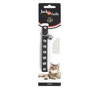 JACK AND VANILLA, Monaco Stylish Black Cat Collar, Safety System, Adjustable, Optimal Comfort, Refined Design, 14 mm Width, 30 cm Length, Colour: Black, Monaco Model