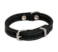 JACK AND VANILLA Oily Leather Dog Collar - Durable Material, Easy Care, Soft and Comfortable to Touch - Modern Look - Black Colour, Size 30mm x 60cm