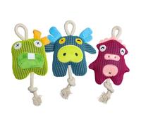 JACK AND VANILLA, Soft Plush Frog Pig and Cow, Durable and Washable, Great for Dogs and Cats, 28 cm, Bright Colours