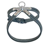 JACK AND VANILLA, Strong Leather Pet Harness, Customised Fit, Stylish Design, Reinforced Safety, Ideal for Walks, Size 10 mm x 50 cm, Grey