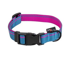 JACK AND VANILLA, Stylish Dog Collar, Modern and Comfortable Design, Adjustable from 31 to 47 cm, Width 20 mm, Vibrant Blue, Ideal for Fashionable Dogs, Stripe Model