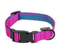 JACK AND VANILLA, Stylish Dog Collar, Modern Design, Adjustable 31-47 cm, Safety Buckle, Easy to Clean, Pink, Width 20 mm, Stripe Design
