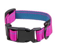 JACK AND VANILLA, Stylish Pink Striped Dog Collar, Adjustable 15 mm x 18-26 cm, Modern Design, Reinforced Safety, Easy to Clean, Optimal Comfort, Size S, Pink, Stripe Model