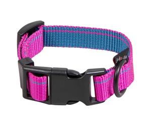 JACK AND VANILLA, Stylish Pink Striped Dog Collar, Adjustable 15 mm x 18-26 cm, Modern Design, Reinforced Safety, Easy to Clean, Optimal Comfort, Size S, Pink, Stripe Model