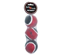 JACK AND VANILLA, Tennis Ball Dog Toy, Pack of 3, Durable, Size 6.3 cm, Balboa Design, No Damage to Teeth, Outdoor Beach for All Dog Breeds