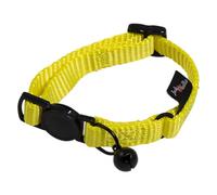 JACK AND VANILLA, Yellow Nylon Kitten Collar, Lightweight and Comfortable, Adjustable from 17 to 24 cm, Secure Closure, Modern Design, 10 mm Wide, Colour: Yellow, Nylon Model