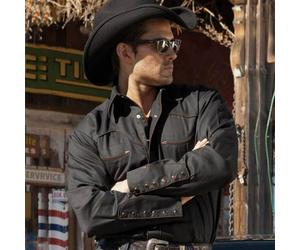 JACK BLACK Men Black Western Country Stars and Stripes Button-Down Shirt