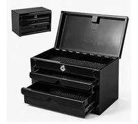 JACK BOSS Mini Tool Box with Two Drawers and Lockable Top Storage,Black
