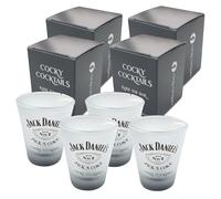Jack & Coke Frosted Shot Glasses Set by Cocky Cocktails, 4 Pack Barware