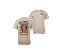 Jack Daniels 864186-large Jack Daniels Whisky Barrel Front & Back Print T-Shirt, Tan - Large