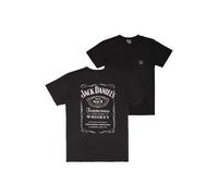 Jack Daniels 885582-2xlarge Jack Daniels Distressed Front & Back Print Embroidered No.7 Pocket T-Shirt, Black - 2XL