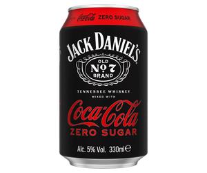 Jack Daniel's & Coca-Cola Zero Sugar 330ml (Containing Sweeteners)