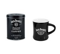 Jack Daniels Coffee and Mug Set (Black/White, 8.8 oz) - 100% Arabica - Medium Roasted Ground Coffee- Kosher - Official Licensed - 8 fl oz Mug