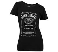 Jack Daniels Label Logo Womens T-Shirt, Black, M