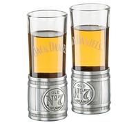Jack Daniel's Metal Barrel Shooter Set (2) Glass/Metal Shot Glass Whiskey Bar