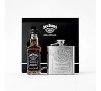 Jack Daniel's Whiskey 5cl Miniature and Hip Flask | Official Old No. 7 Brand Engraved 3oz Whiskey Hip Flask and Jack Daniels Old No. 7 Tennessee, 5 cl | Perfect Jack Daniels Whisky Gift Set