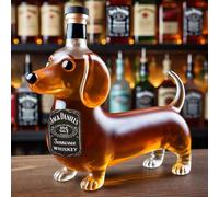 (Jack Danny) High Borosilicate Glass Dachshund Whiskey Bottle Glass Sealed Wine Can Household Wine Bottle