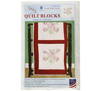 Jack Dempsey 18 x 18-inch Long Stem Rose Stamped White Quilt Blocks, Pack of 6