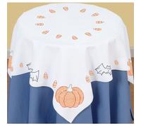 Jack Dempsey 35 x 35-inch Halloween Stamped Perle Edge Table Topper, White
