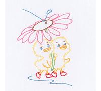 Jack Dempsey 9 x 9-inch Duckies Stamped White Quilt Blocks, Pack of 12