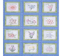 Jack Dempsey 9 x 9-inch Flowers Themed Stamped White Quilt Blocks, Pack of 12