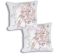 Jack Dempsey Cotton Blend Stamped White Pillowtops 15-Inch x 15-Inch-Mare and Colt