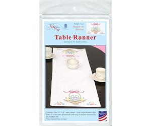 Jack Dempsey Needle Art Basket of Daisies Table Runner