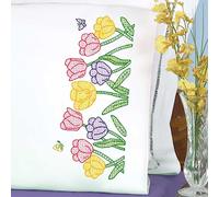Jack Dempsey Needle Art - Beautiful Blooms Pillowcases, Pillows Covers