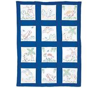 JACK DEMPSEY NEEDLE ART Nursery Quilt Blocks Dinosaurs, White, One Size