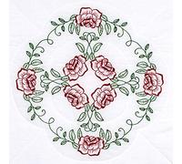 Jack Dempsey Needle Art Quilt Blocks 18X18 W CIRCL/Rose, White, One Size