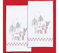 Jack Dempsey Needle Art Reindeer Decorative Hand Towels for Hand Embroidery