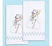 Jack Dempsey Needle Art Snowman Decorative Hand Towels for Hand Embroidery