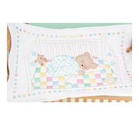 Jack Dempsey Needle Art Stamped Quilt Crib Top, 40 x 60 inches, Snuggly Teddy, White
