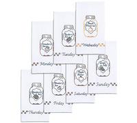 Jack Dempsey Stamped White Decorative Hand Towels, Mason Jars Days Of The Week Set of 7, Cotton