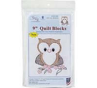 Jack Dempsey Stamped White Quilt Blocks 9"X9" 12/Pkg-Owl on Branch